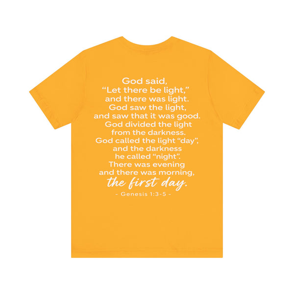 Genesis 1:3-5  -Let There Be Light    Unisex Jersey Short Sleeve Tee