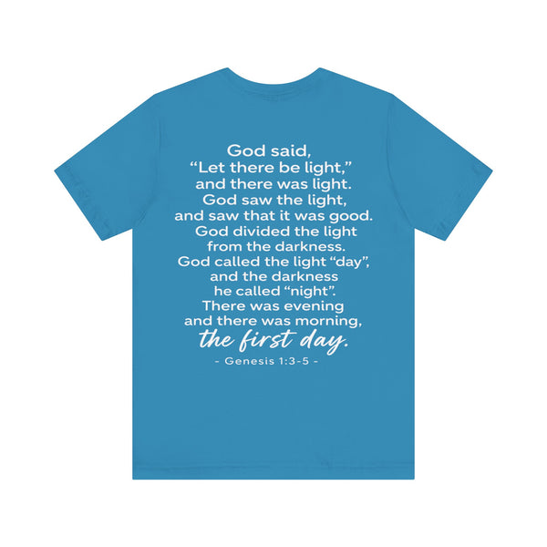 Genesis 1:3-5  -Let There Be Light    Unisex Jersey Short Sleeve Tee