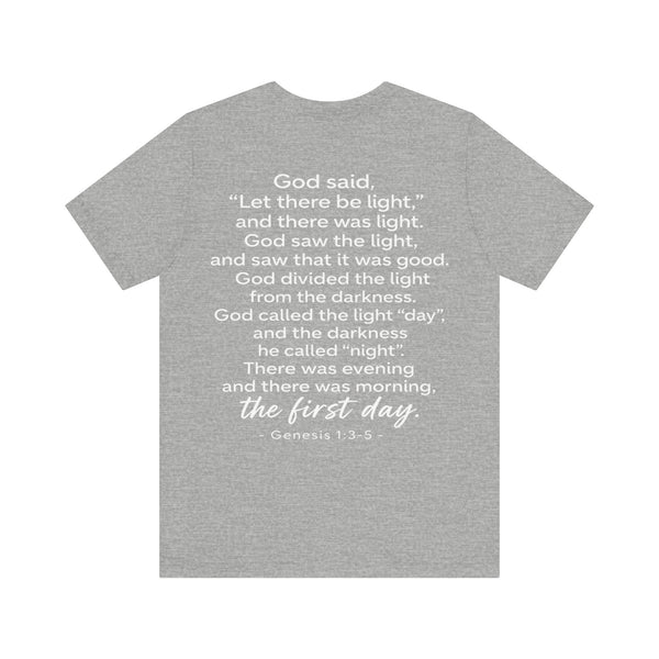 Genesis 1:3-5  -Let There Be Light    Unisex Jersey Short Sleeve Tee