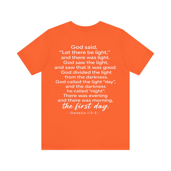 Genesis 1:3-5  -Let There Be Light    Unisex Jersey Short Sleeve Tee