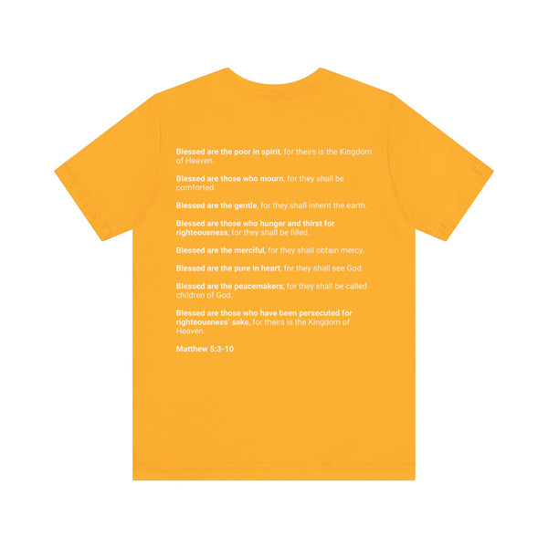 Matthew 5:3-10  The Beatitudes - Unisex Jersey Short Sleeve Tee