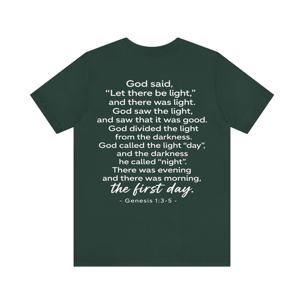 Genesis 1:3-5  -Let There Be Light    Unisex Jersey Short Sleeve Tee