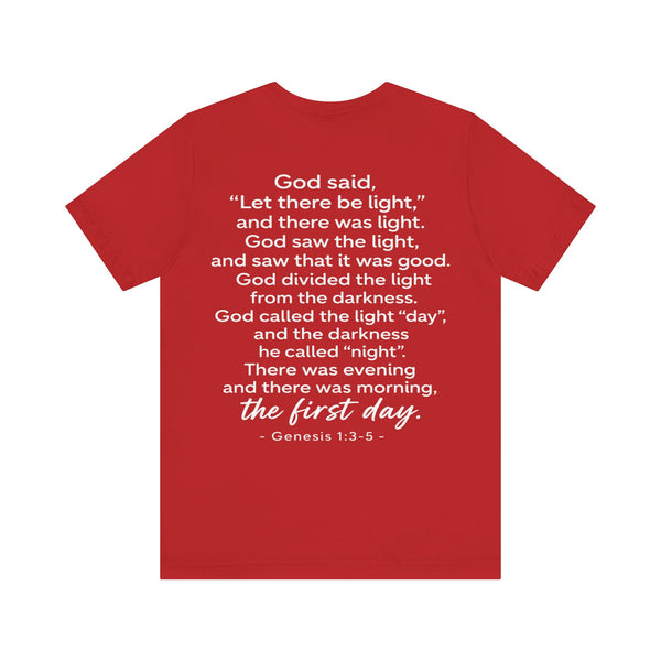 Genesis 1:3-5  -Let There Be Light    Unisex Jersey Short Sleeve Tee