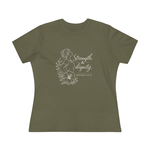 Proverbs 31:25-26 - Strength and Dignity  Women's Cotton Tee