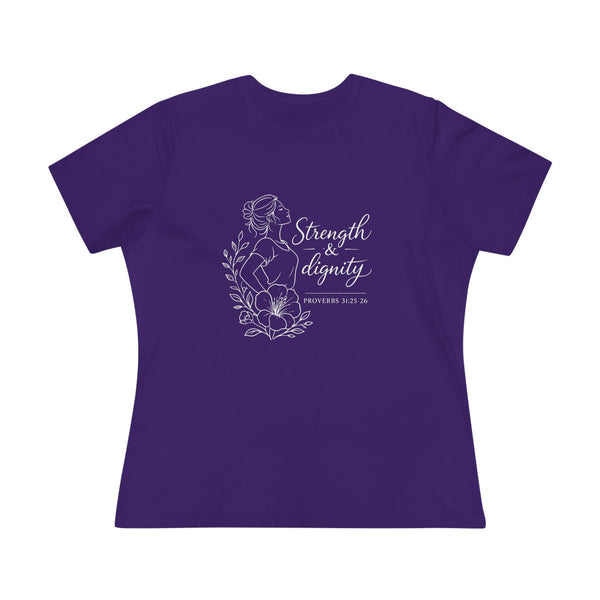Proverbs 31:25-26 - Strength and Dignity  Women's Cotton Tee