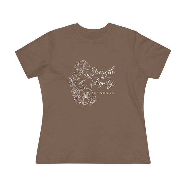 Proverbs 31:25-26 - Strength and Dignity  Women's Cotton Tee