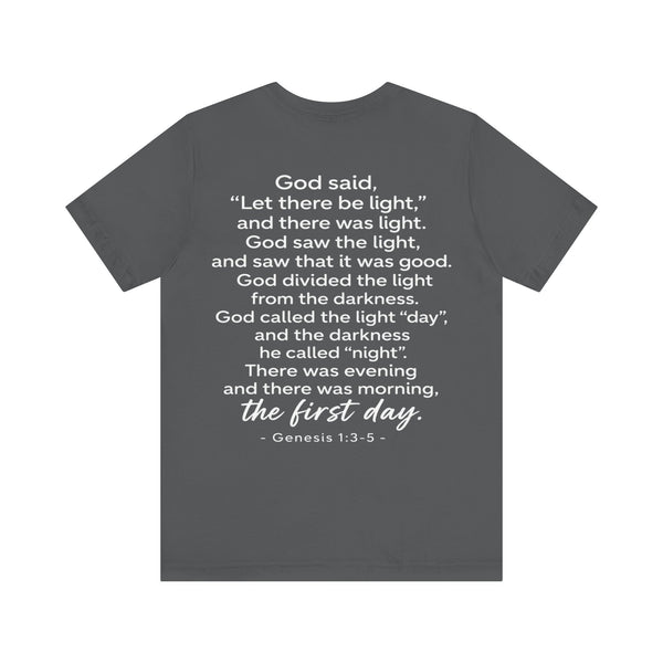 Genesis 1:3-5  -Let There Be Light    Unisex Jersey Short Sleeve Tee