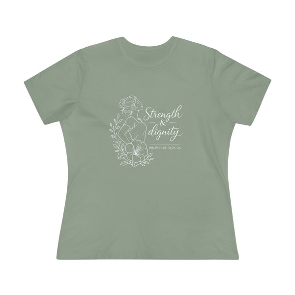 Proverbs 31:25-26 - Strength and Dignity  Women's Cotton Tee