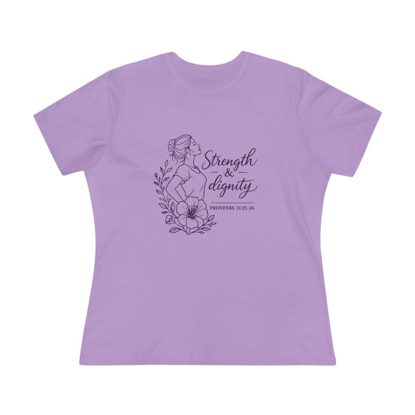 Proverbs 31:25-26 - Strength and Dignity  Women's Cotton Tee
