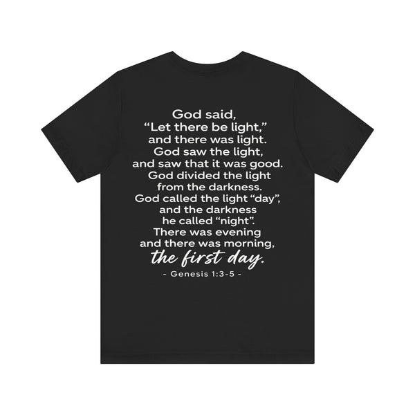 Genesis 1:3-5  -Let There Be Light    Unisex Jersey Short Sleeve Tee