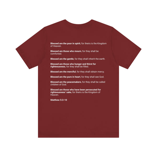 Matthew 5:3-10  The Beatitudes - Unisex Jersey Short Sleeve Tee