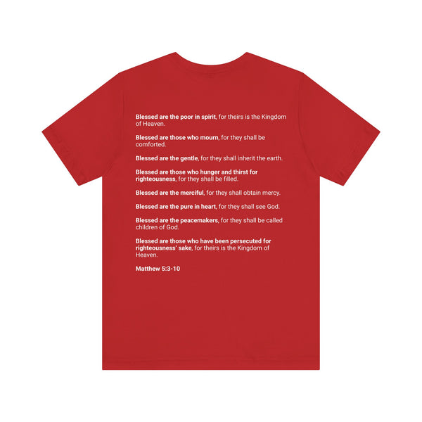 Matthew 5:3-10  The Beatitudes - Unisex Jersey Short Sleeve Tee