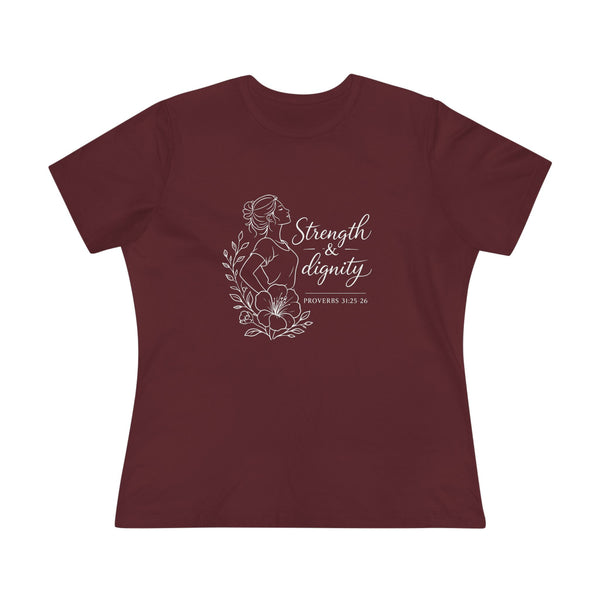 Proverbs 31:25-26 - Strength and Dignity  Women's Cotton Tee