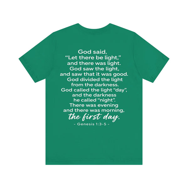 Genesis 1:3-5  -Let There Be Light    Unisex Jersey Short Sleeve Tee